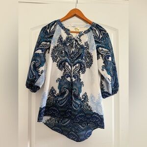 Fig & Flower Boho Paisley Peasant Top